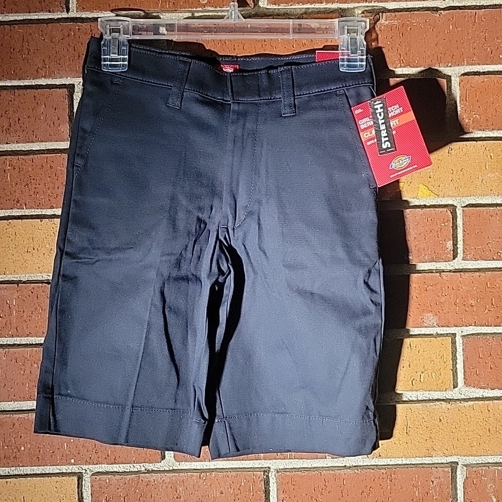 Dickies Girls' Classic Blue Stretch Bermuda Shorts, Size 10, NWT